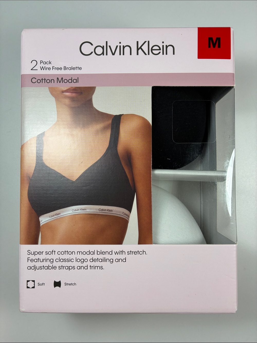 Calvin Klein 2-Pack Cotton Modal Wire-Free Bralettes - Black & White